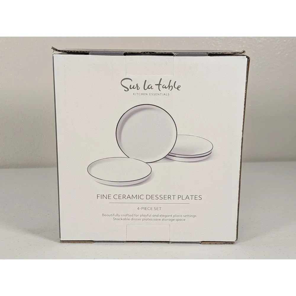 Sur La Table Fine Ceramic Dessert Plates 4-Pack 7.75